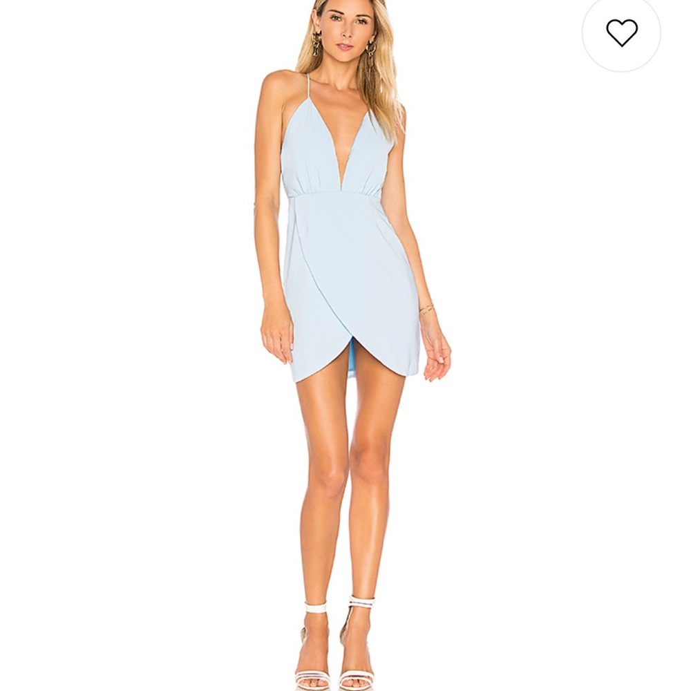 Superdown Vivian deep v dress in light blue